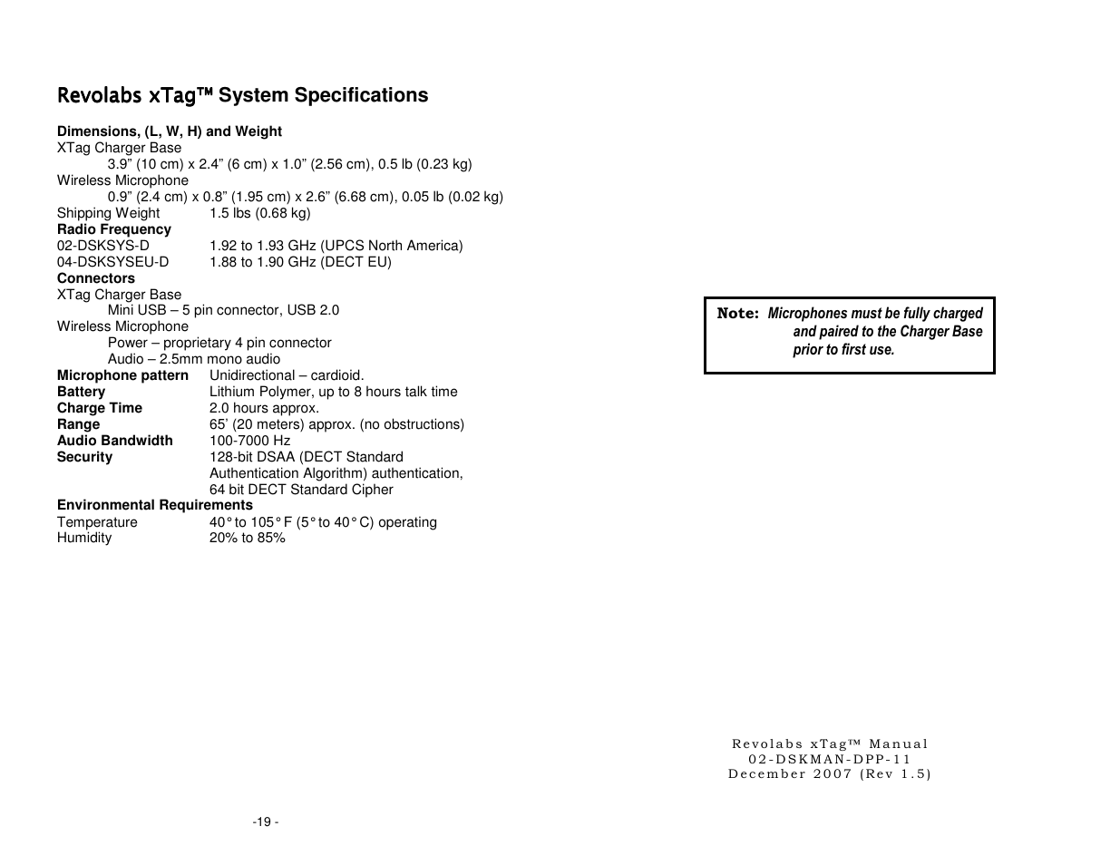 Revolabs xtag | Revolabs XTAG USB User Manual | Page 12 / 12