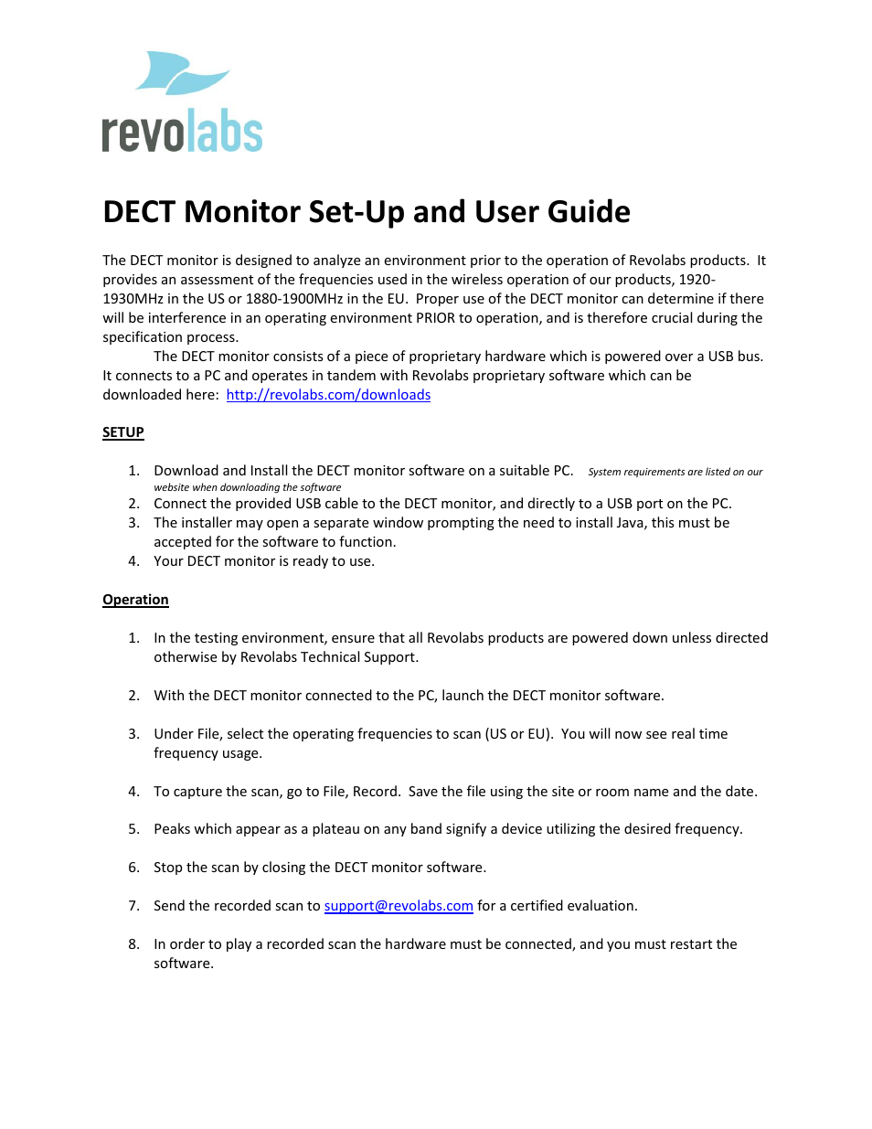 Revolabs DECT Monitor User Manual | 2 pages