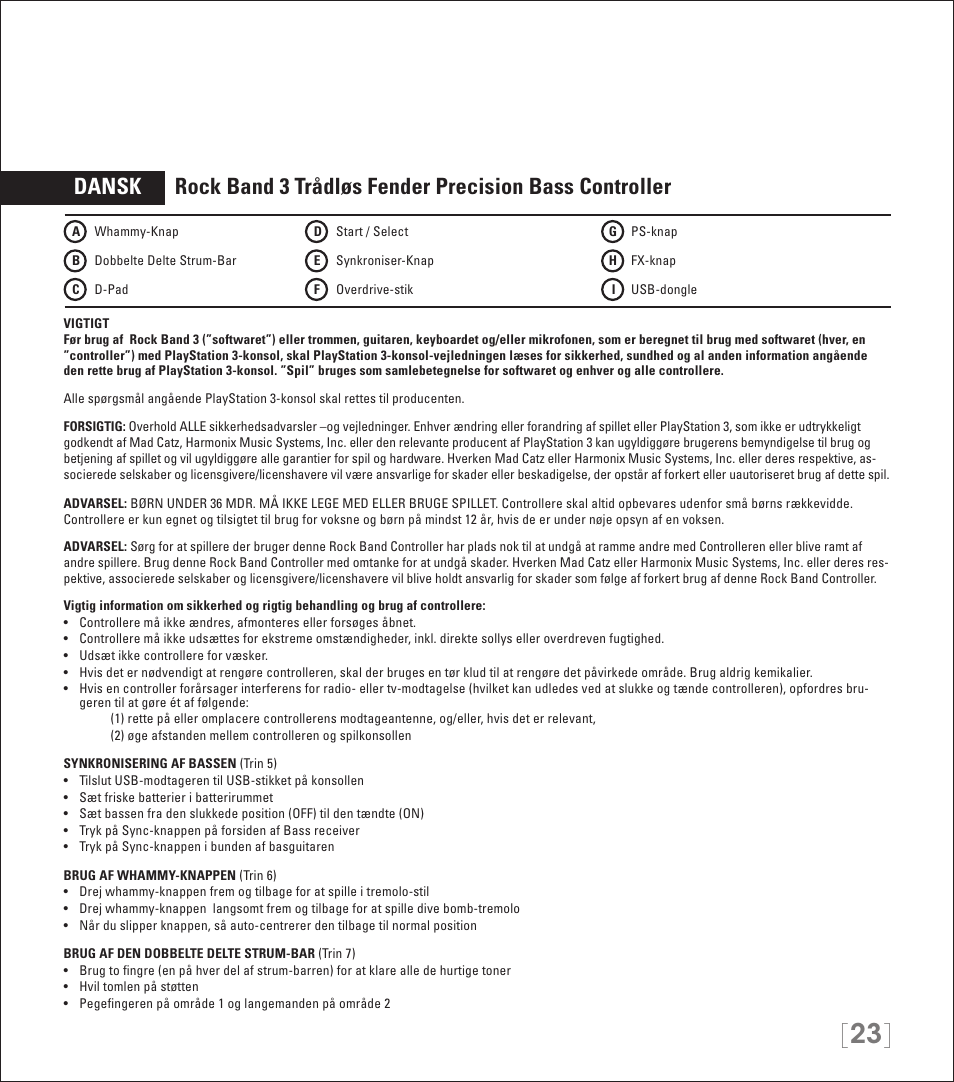 Rock Band Wireless Fender Precision Bass Controller Rock Band 3-PlayStation-3 User Manual | Page 23 / 32