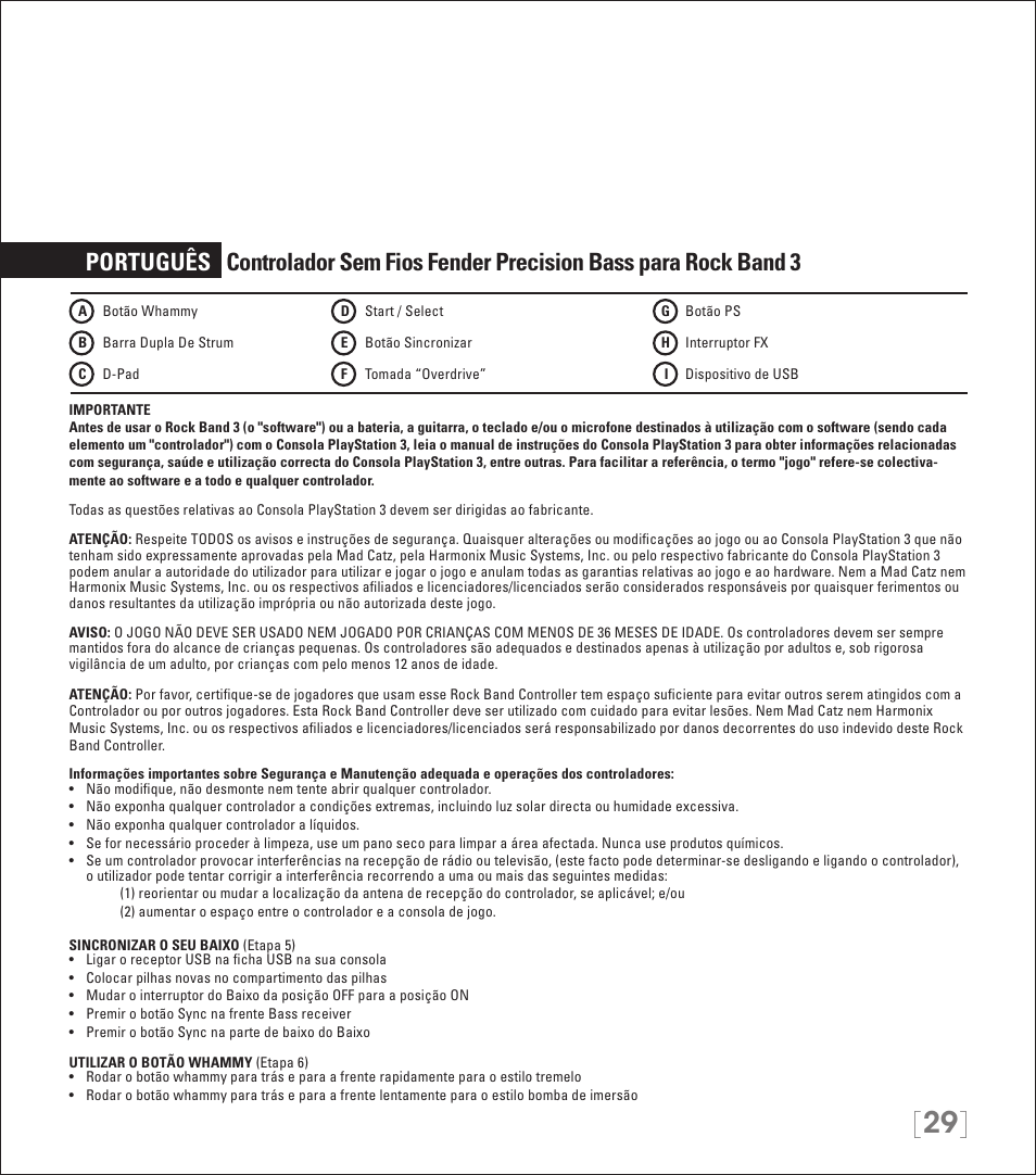 Rock Band Wireless Fender Precision Bass Controller Rock Band 3-PlayStation-3 User Manual | Page 29 / 32