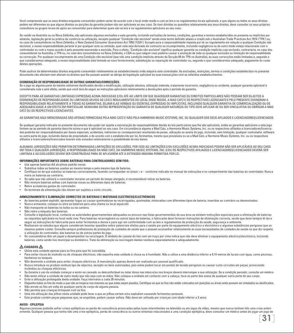 Rock Band Wireless Fender Precision Bass Controller Rock Band 3-Nintendo Wii User Manual | Page 31 / 32