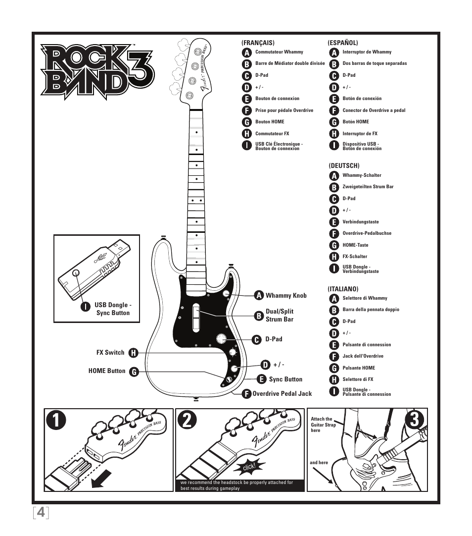 Rock Band Wireless Fender Precision Bass Controller Rock Band 3-Nintendo Wii User Manual | Page 4 / 32