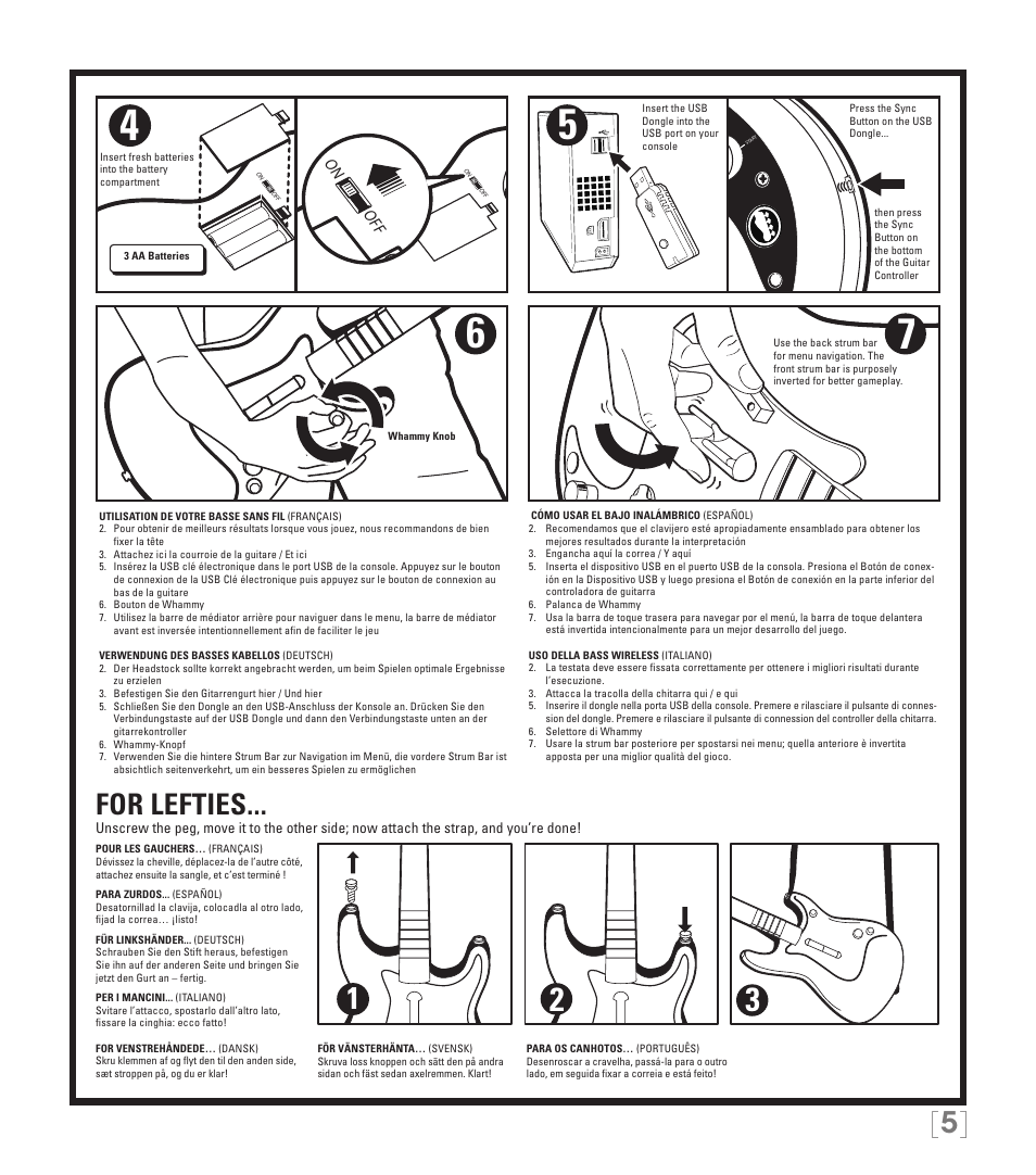 For lefties | Rock Band Wireless Fender Precision Bass Controller Rock Band 3-Nintendo Wii User Manual | Page 5 / 32
