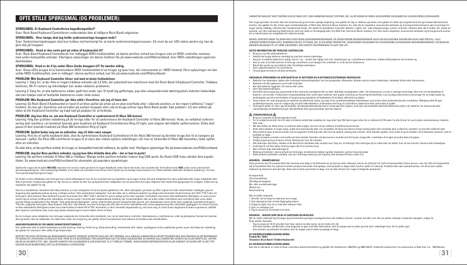 Ofte stille spørgsmål (og problemer) | Rock Band Wireless Keyboard Clavier Rock Band 3 for Xbox 360 User Manual | Page 16 / 21