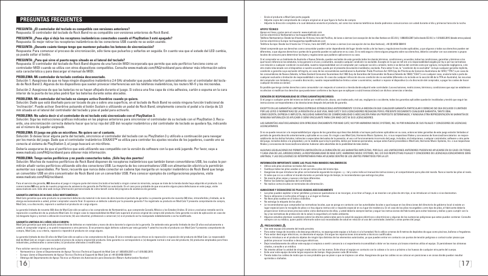 Preguntas frecuentes | Rock Band Wireless Keyboard Clavier Rock Band 3 for PlayStation-3 User Manual | Page 9 / 21