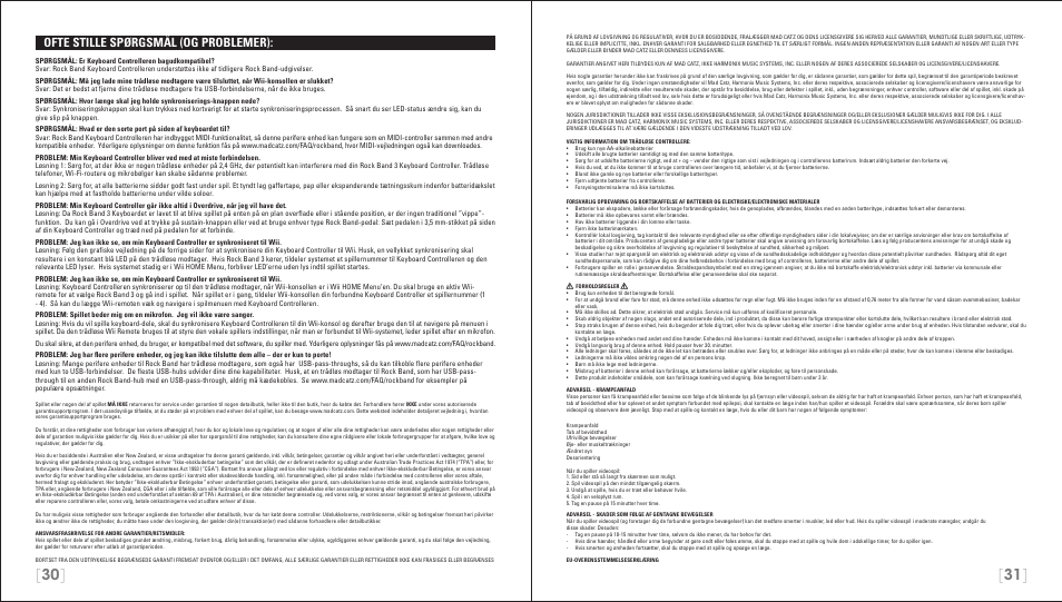 Ofte stille spørgsmål (og problemer) | Rock Band Wireless Keyboard Clavier Rock Band 3 for Nintendo Wii User Manual | Page 16 / 21