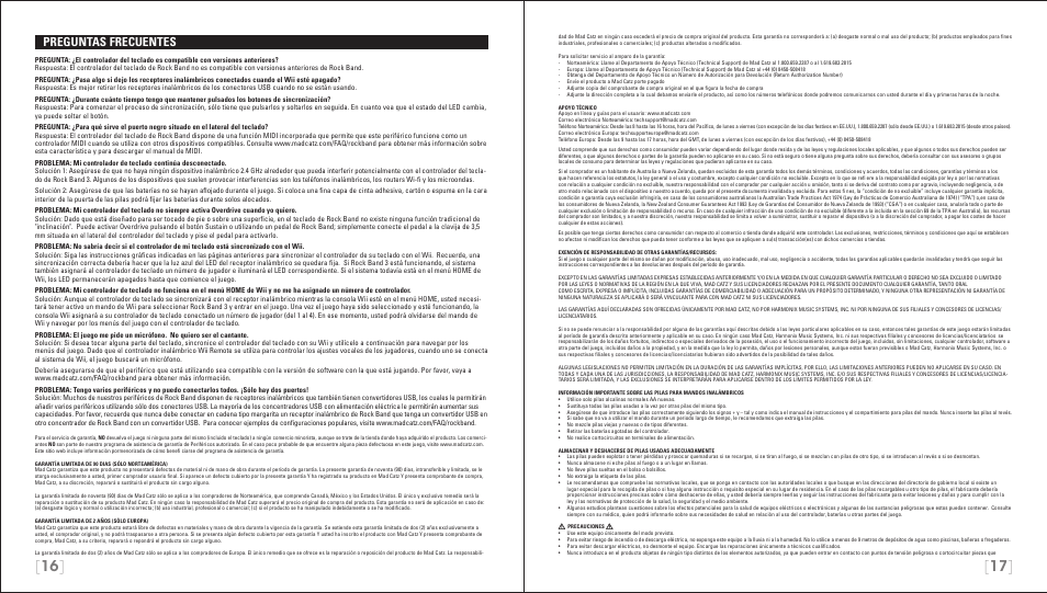 Preguntas frecuentes | Rock Band Wireless Keyboard Clavier Rock Band 3 for Nintendo Wii User Manual | Page 9 / 21