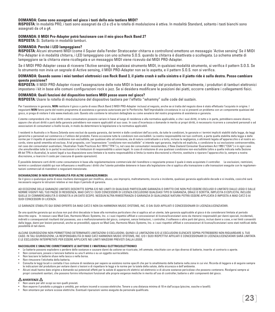 Rock Band MIDI PRO-Adapter Rock Band 3 for Xbox 360 User Manual | Page 23 / 34