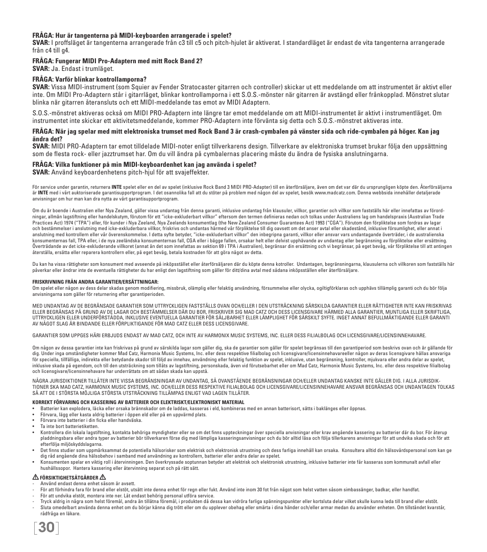 Rock Band MIDI PRO-Adapter Rock Band 3 for Xbox 360 User Manual | Page 30 / 34