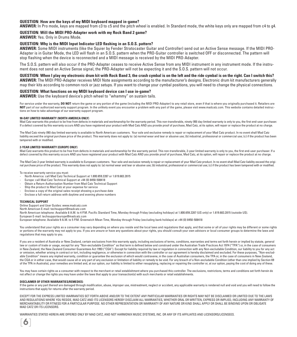 Rock Band MIDI PRO-Adapter Rock Band 3 for Xbox 360 User Manual | Page 6 / 34