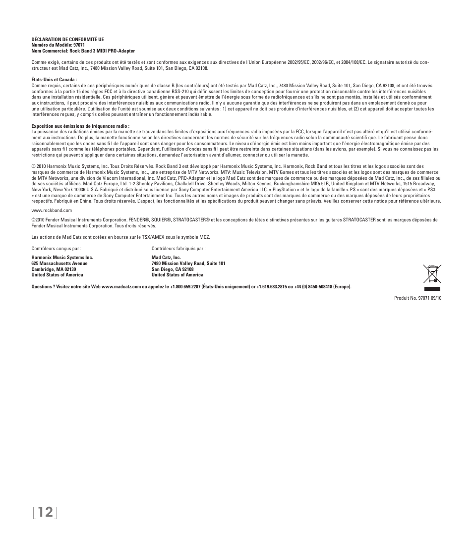 Rock Band MIDI PRO-Adapter Rock Band 3 for PlayStation-3 User Manual | Page 12 / 34