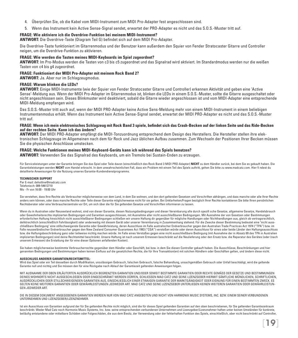 Rock Band MIDI PRO-Adapter Rock Band 3 for PlayStation-3 User Manual | Page 19 / 34