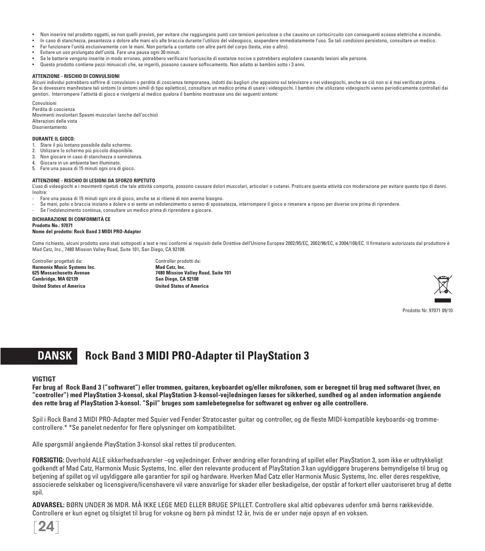 Rock Band MIDI PRO-Adapter Rock Band 3 for PlayStation-3 User Manual | Page 24 / 34