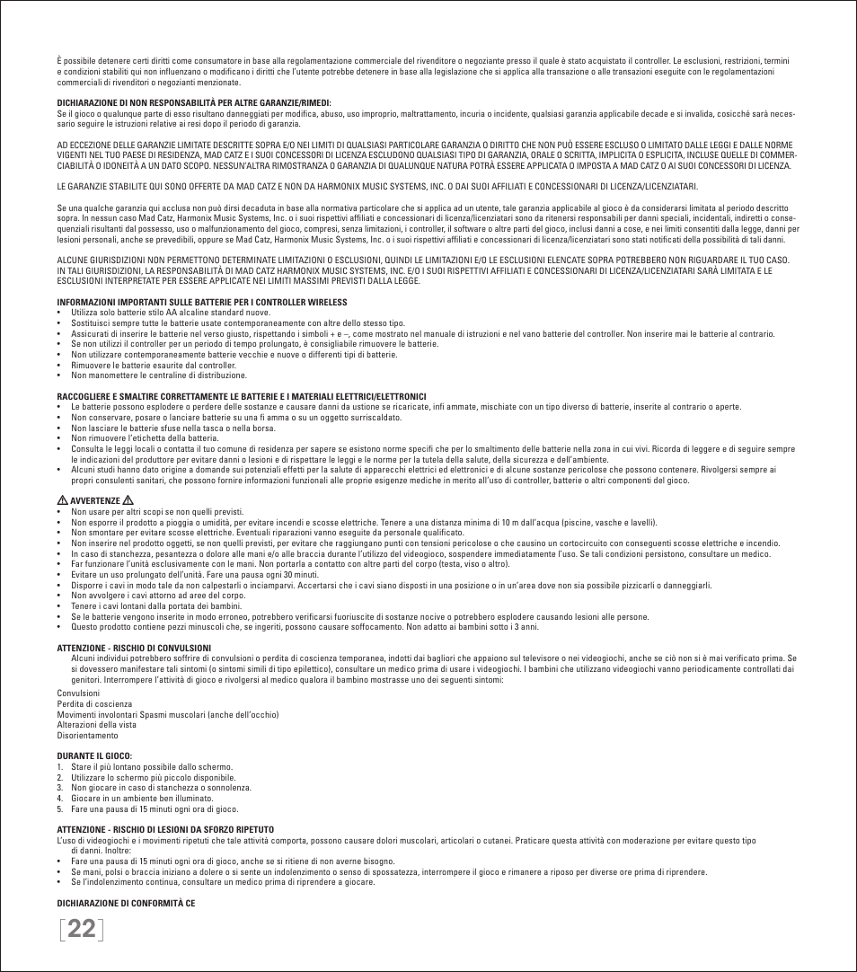 Rock Band Wireless Fender Mustang PRO-Guitar Controller Rock Band 3-Nintendo Wii User Manual | Page 22 / 32