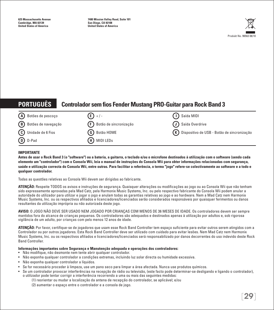 Rock Band Wireless Fender Mustang PRO-Guitar Controller Rock Band 3-Nintendo Wii User Manual | Page 29 / 32