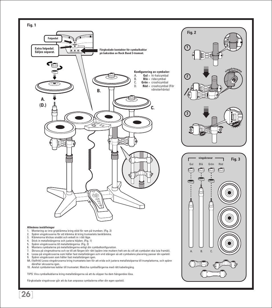 A. b. c | Rock Band PRO-Cymbals Expansion Kit Rock Band 3-Nintendo Wii User Manual | Page 26 / 31