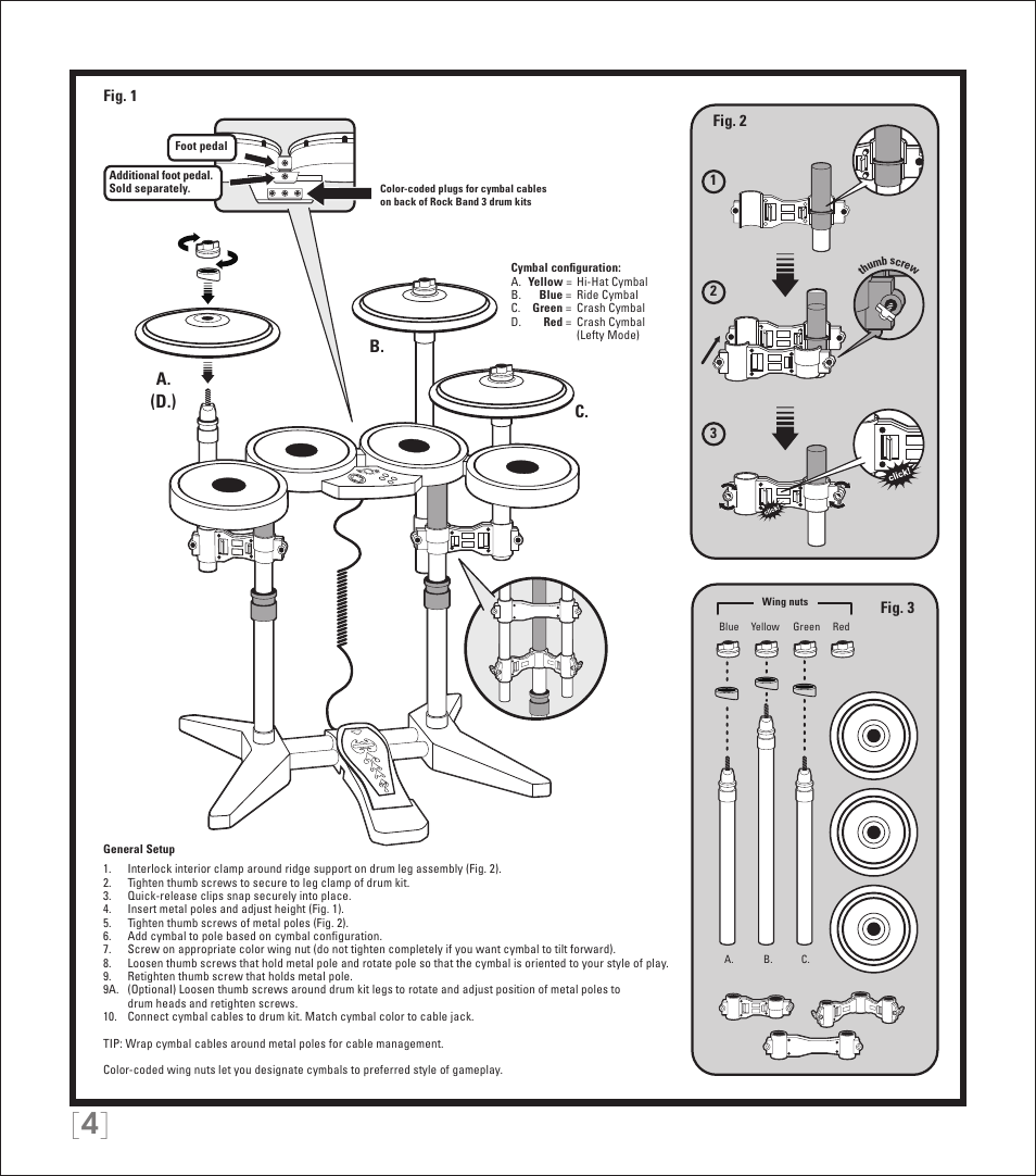 A. b. c | Rock Band PRO-Cymbals Expansion Kit Rock Band 3-Nintendo Wii User Manual | Page 4 / 31