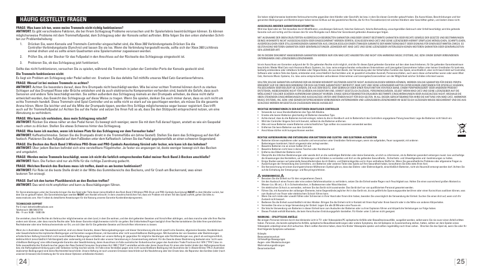 Häufig gestellte fragen | Rock Band Wireless PRO-Drum and PRO-Cymbals Kit Rock Band 3-Xbox 360 User Manual | Page 13 / 24