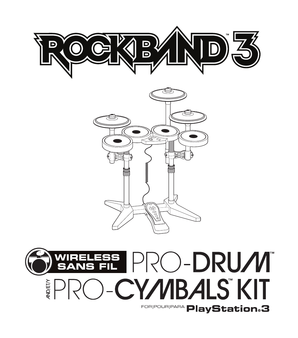 Rock Band Wireless PRO-Drum and PRO-Cymbals Kit Rock Band 3-PlayStation-3 User Manual | 24 pages