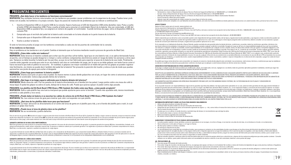 Preguntas frecuentes | Rock Band Wireless PRO-Drum and PRO-Cymbals Kit Rock Band 3-PlayStation-3 User Manual | Page 10 / 24