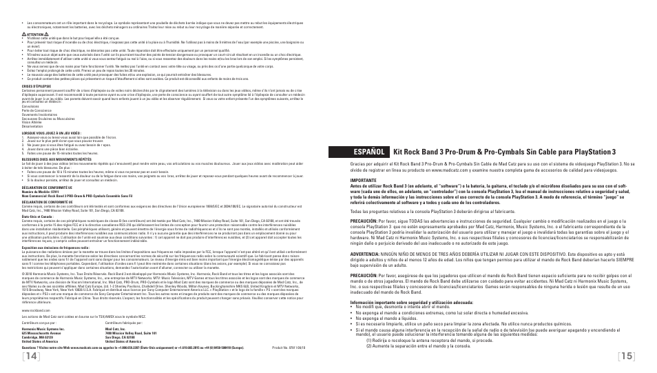 Rock Band Wireless PRO-Drum and PRO-Cymbals Kit Rock Band 3-PlayStation-3 User Manual | Page 8 / 24
