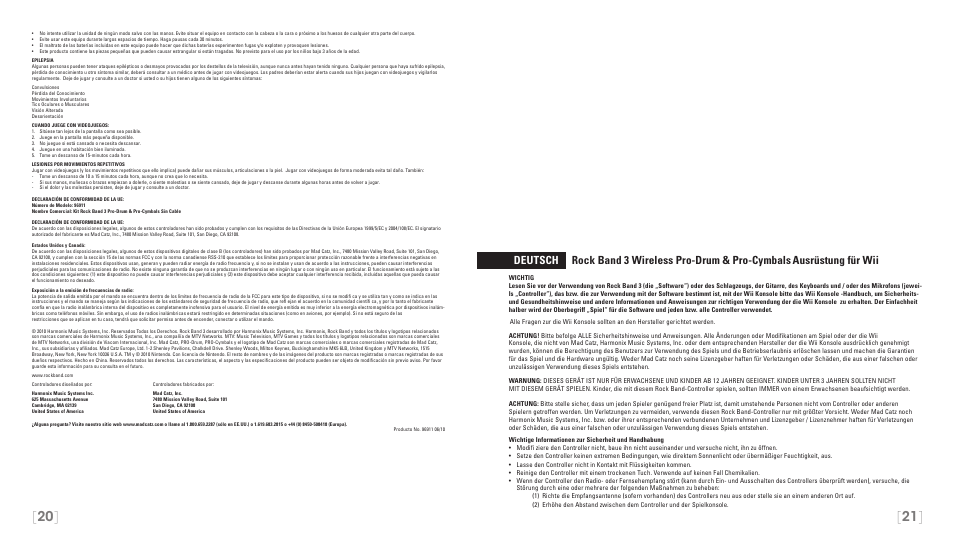 Ausrüstung für wii | Rock Band Wireless PRO-Drum and PRO-Cymbals Kit Rock Band 3-Nintendo Wii User Manual | Page 11 / 24
