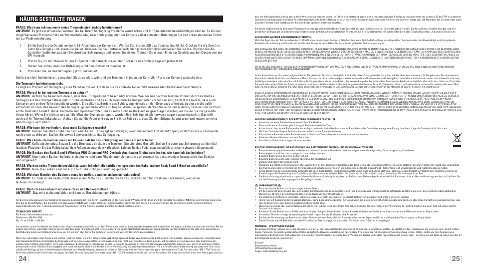 Häufig gestellte fragen | Rock Band Wireless PRO-Drum and PRO-Cymbals Kit Rock Band 3-Nintendo Wii User Manual | Page 13 / 24