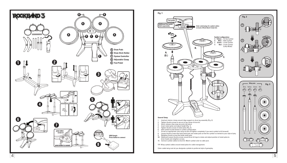 Rock Band Wireless PRO-Drum and PRO-Cymbals Kit Rock Band 3-Nintendo Wii User Manual | Page 3 / 24