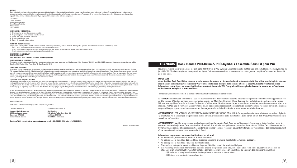 Rock Band Wireless PRO-Drum and PRO-Cymbals Kit Rock Band 3-Nintendo Wii User Manual | Page 5 / 24