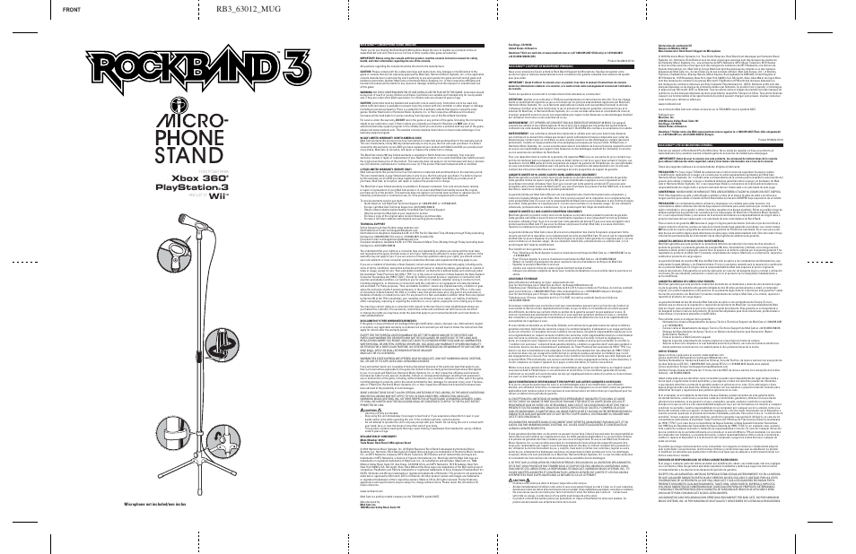 Rock Band Microphone Stand Rock Band 3-Nintendo Wii User Manual | 2 pages