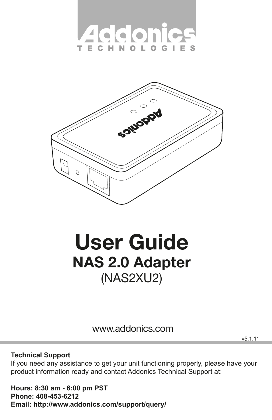 Addonics Technologies NAS2XU2 User Manual | 8 pages