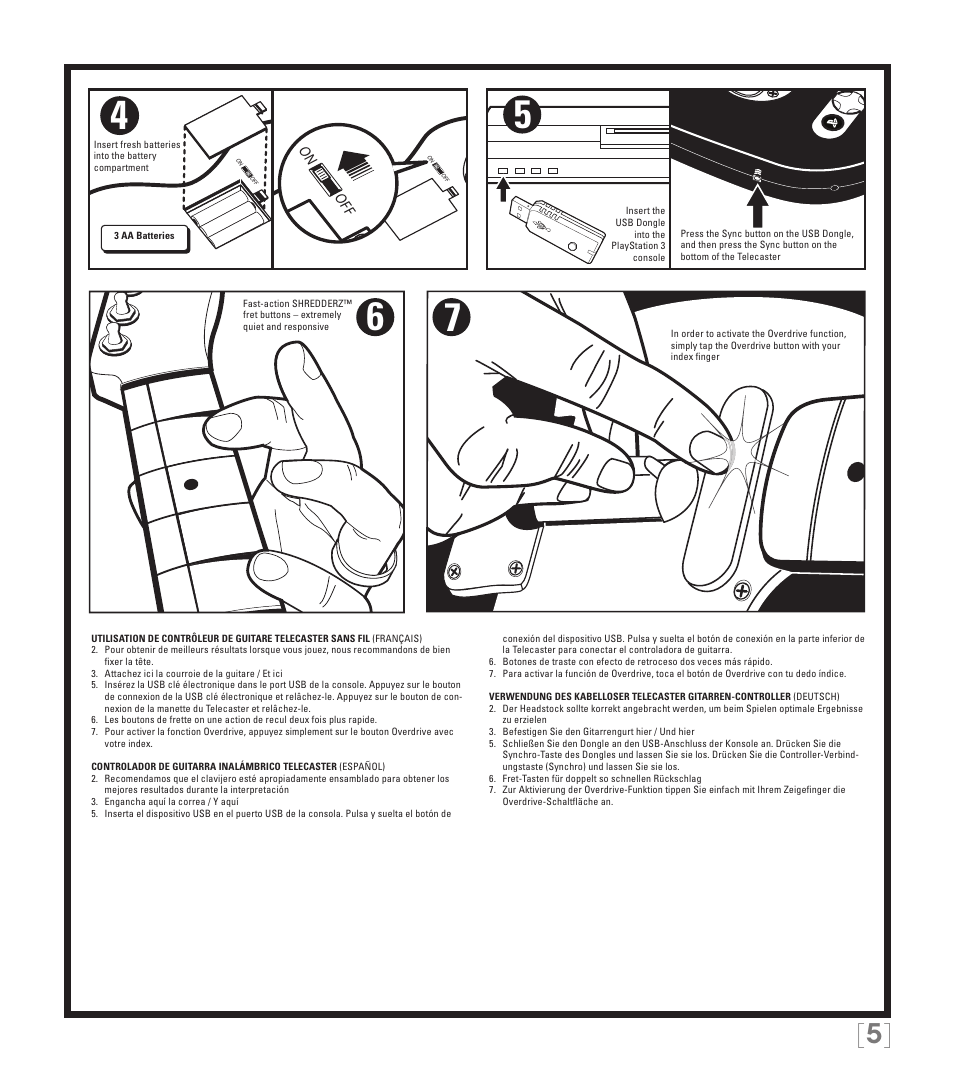 Rock Band Wireless Fender Telecaster Guitar Controller Rock Band 3-PlayStation-3 User Manual | Page 5 / 28