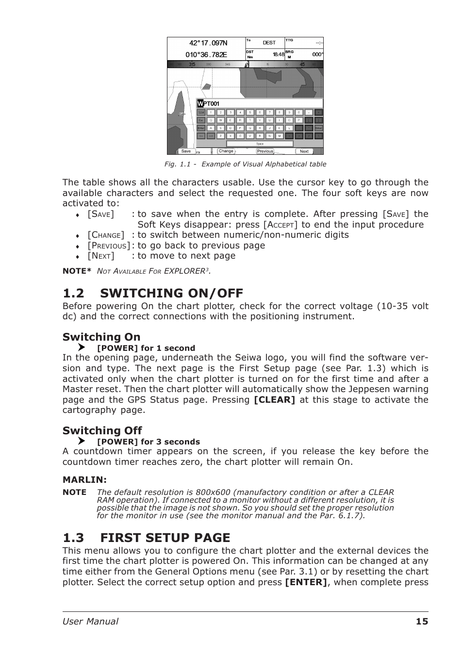 2 switching on/off, 3 first setup page, Switching on | Switching off | Seiwa Starfish 2nd Edition User Manual | Page 13 / 118