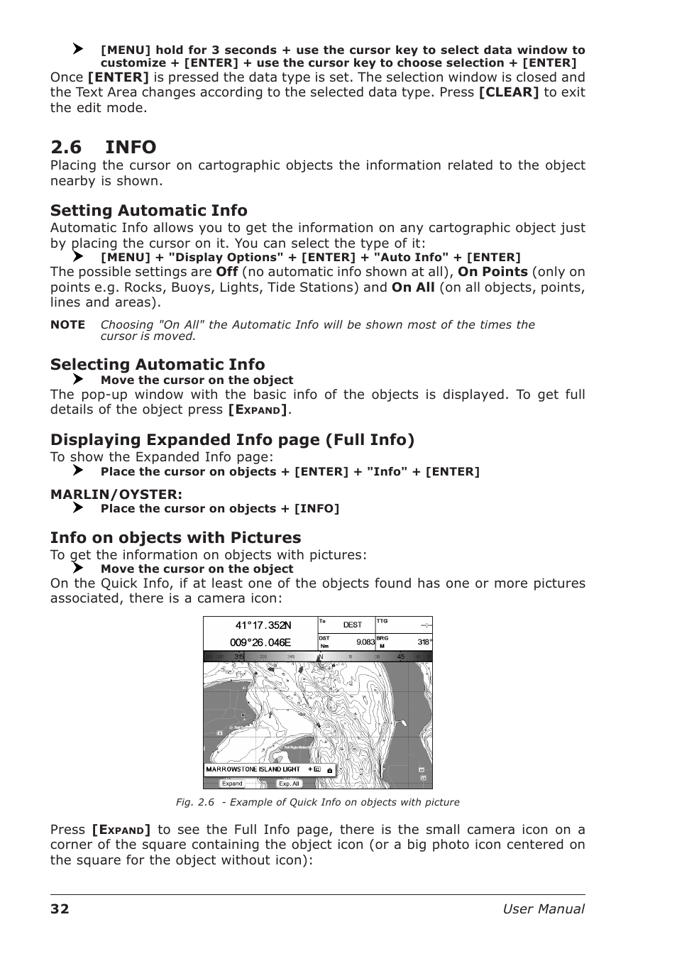 6 info, Setting automatic info, Selecting automatic info | Displaying expanded info page (full info), Info on objects with pictures | Seiwa Starfish 2nd Edition User Manual | Page 30 / 118