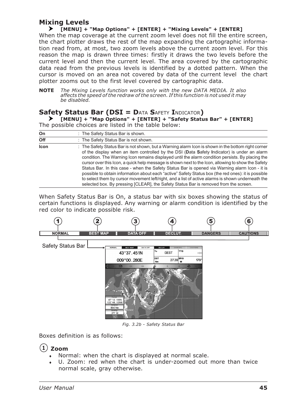 Mixing levels, Safety status bar (dsi = d | Seiwa Starfish 2nd Edition User Manual | Page 43 / 118