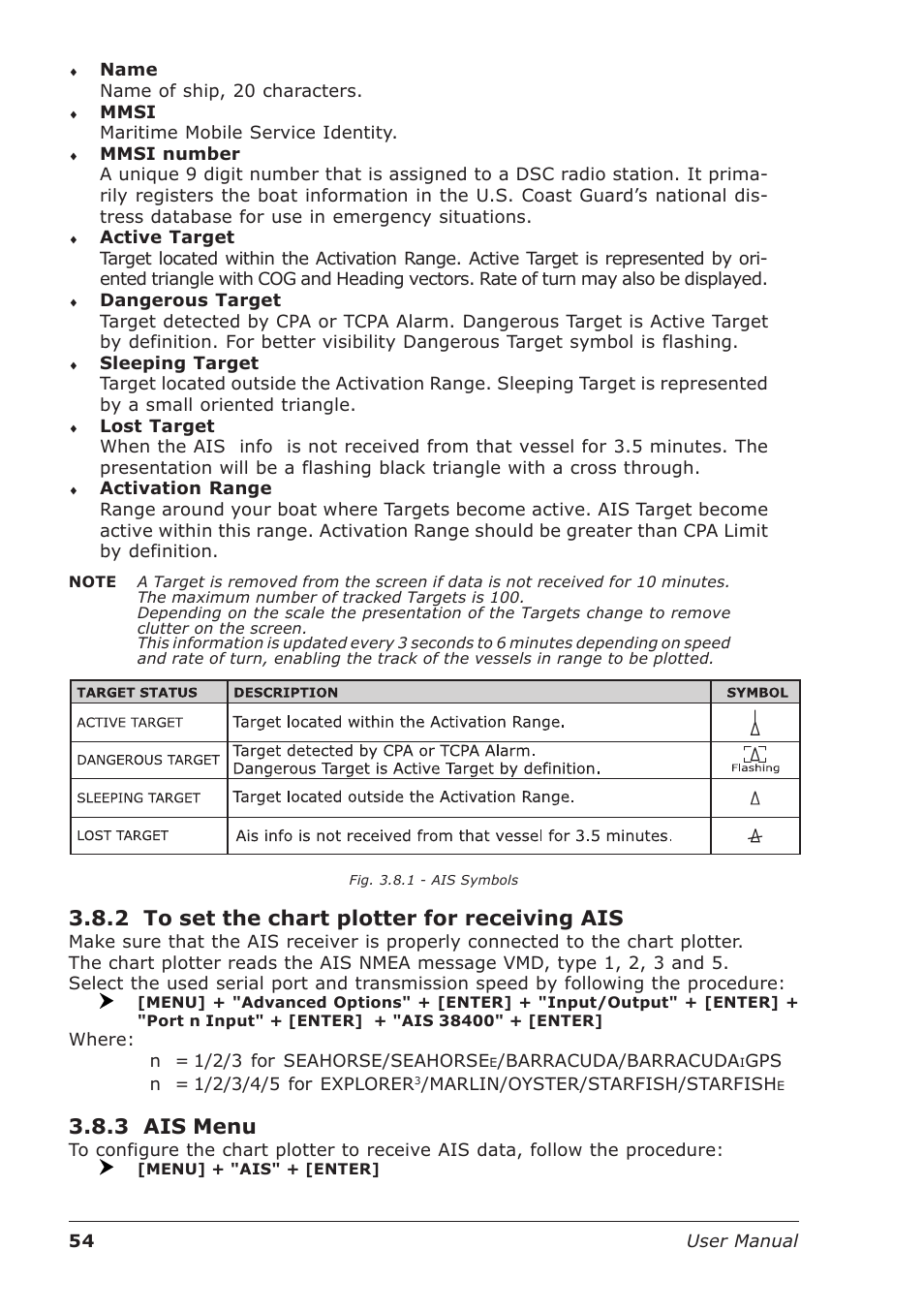 2 to set the chart plotter for receiving ais, 3 ais menu | Seiwa Starfish 2nd Edition User Manual | Page 52 / 118