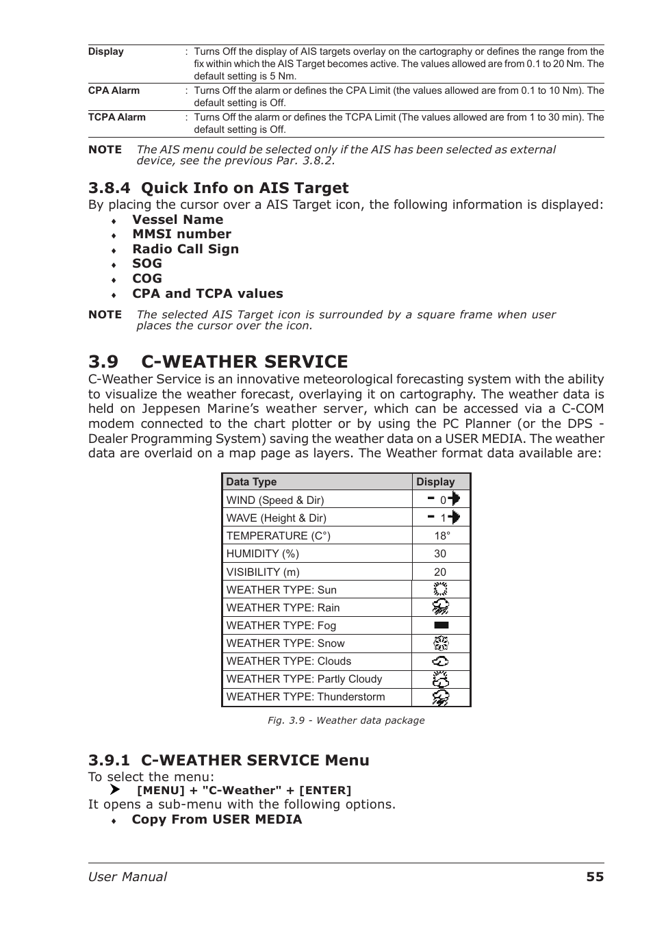 9 c-weather service, 4 quick info on ais target, 1 c-weather service menu | Seiwa Starfish 2nd Edition User Manual | Page 53 / 118