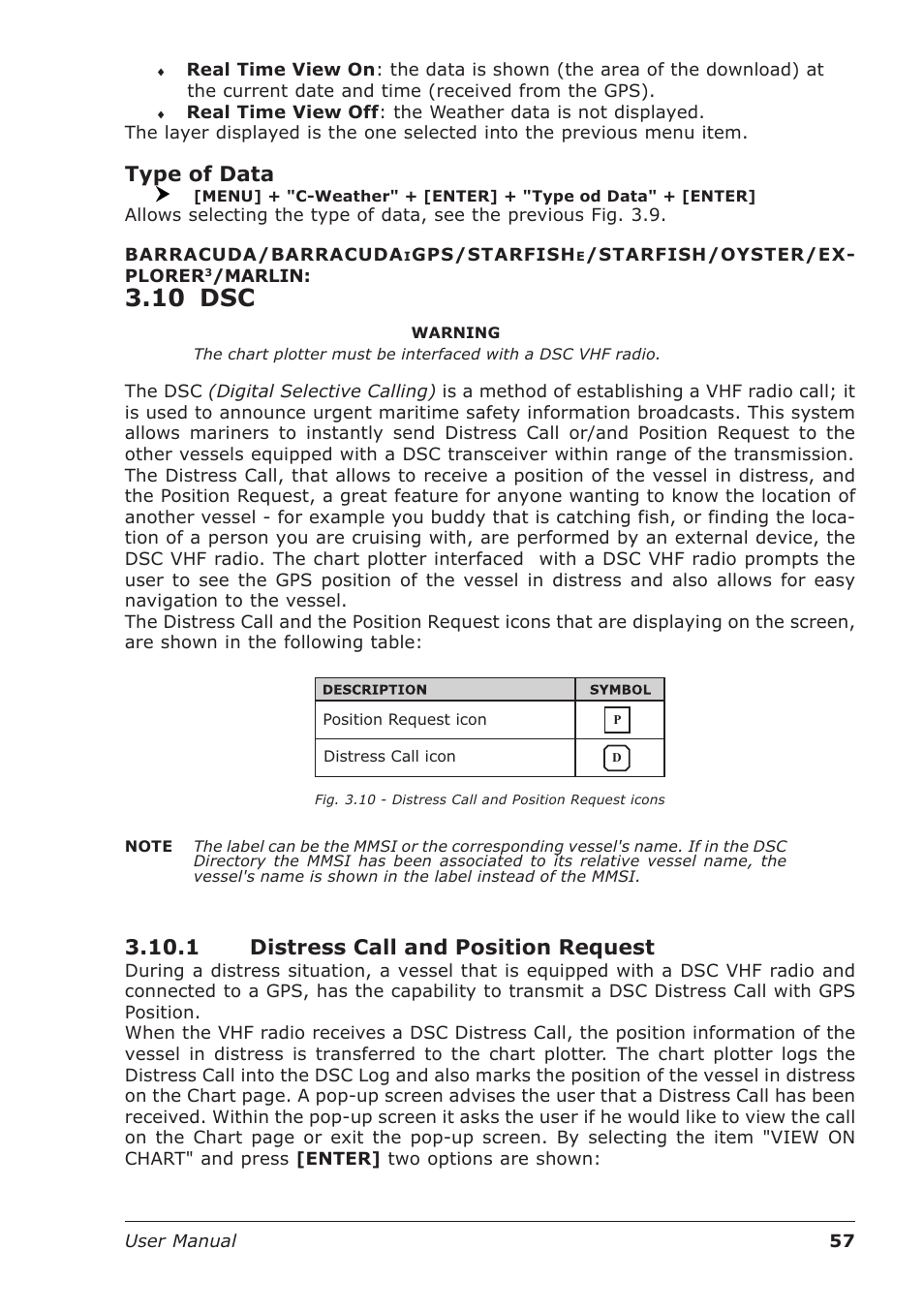10 dsc, Type of data, 1 distress call and position request | Seiwa Starfish 2nd Edition User Manual | Page 55 / 118