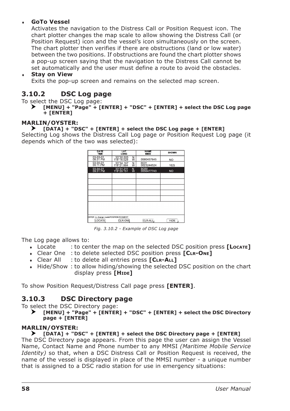 2 dsc log page, 3 dsc directory page | Seiwa Starfish 2nd Edition User Manual | Page 56 / 118
