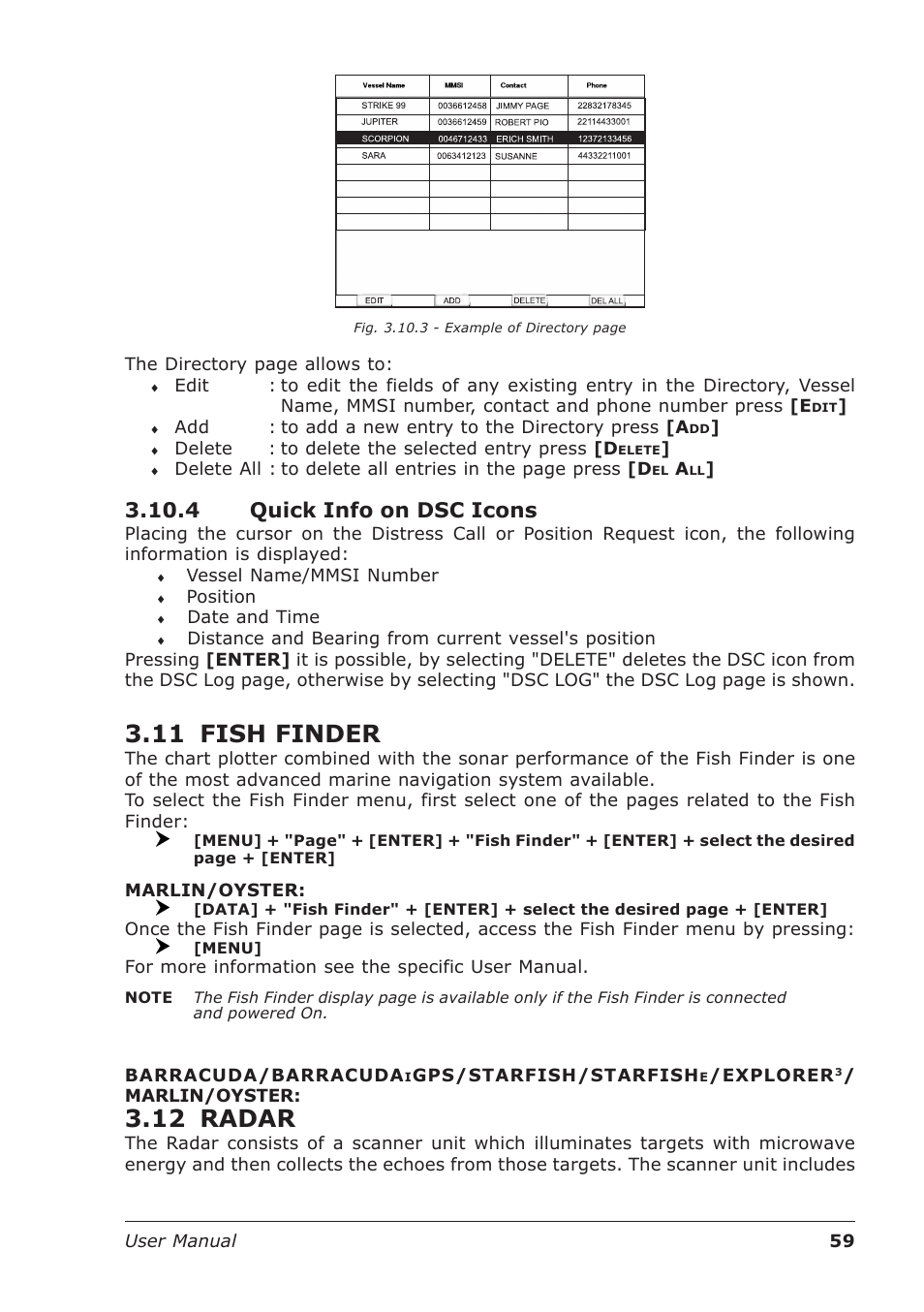 11 fish finder, 12 radar, 4 quick info on dsc icons | Seiwa Starfish 2nd Edition User Manual | Page 57 / 118