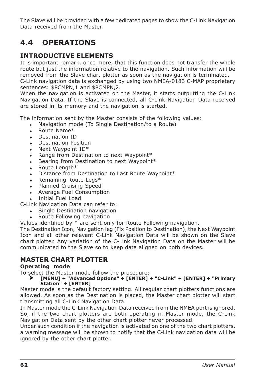 4 operations, Introductive elements, Master chart plotter | Seiwa Starfish 2nd Edition User Manual | Page 60 / 118