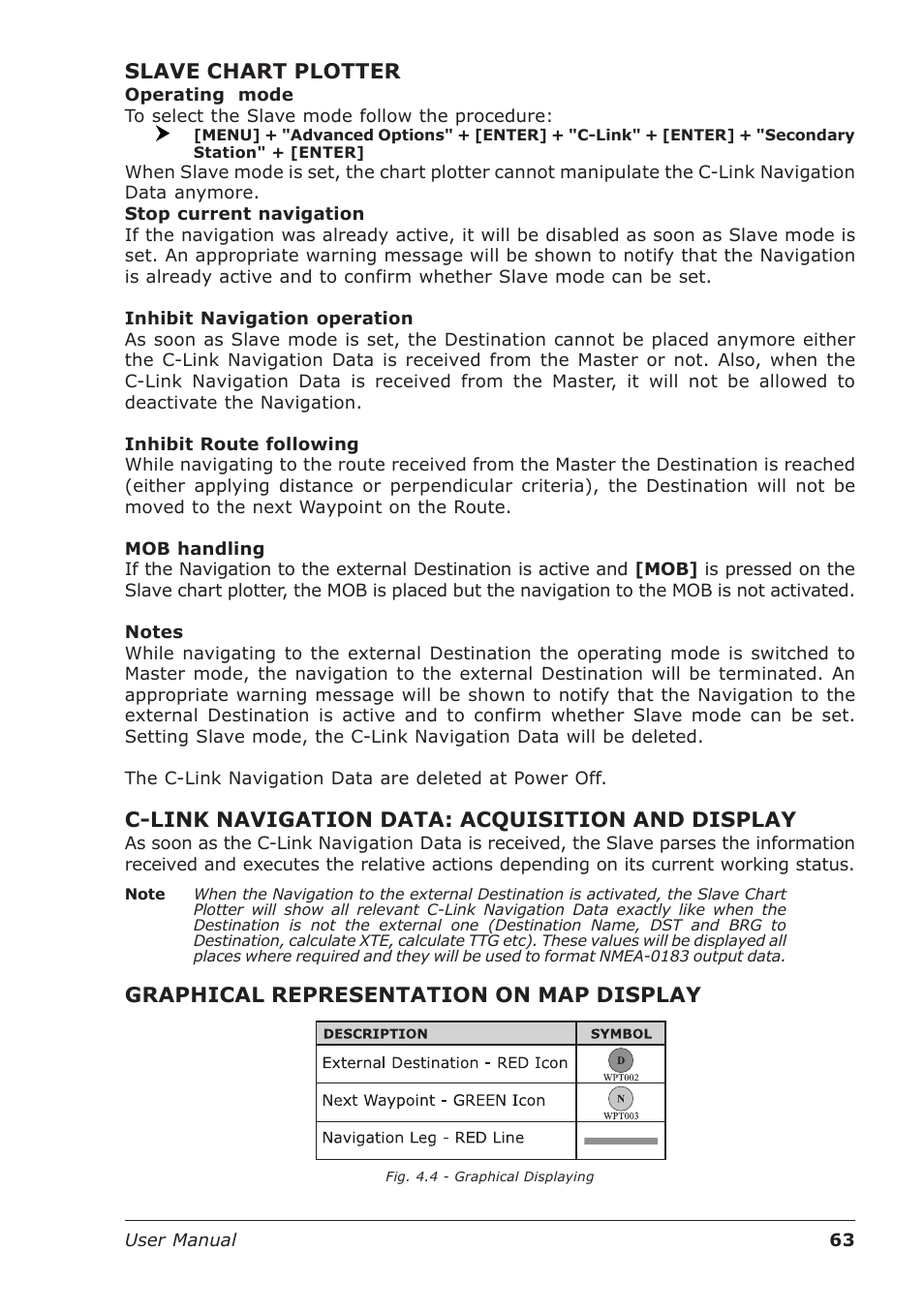 Slave chart plotter, C-link navigation data: acquisition and display, Graphical representation on map display | Seiwa Starfish 2nd Edition User Manual | Page 61 / 118