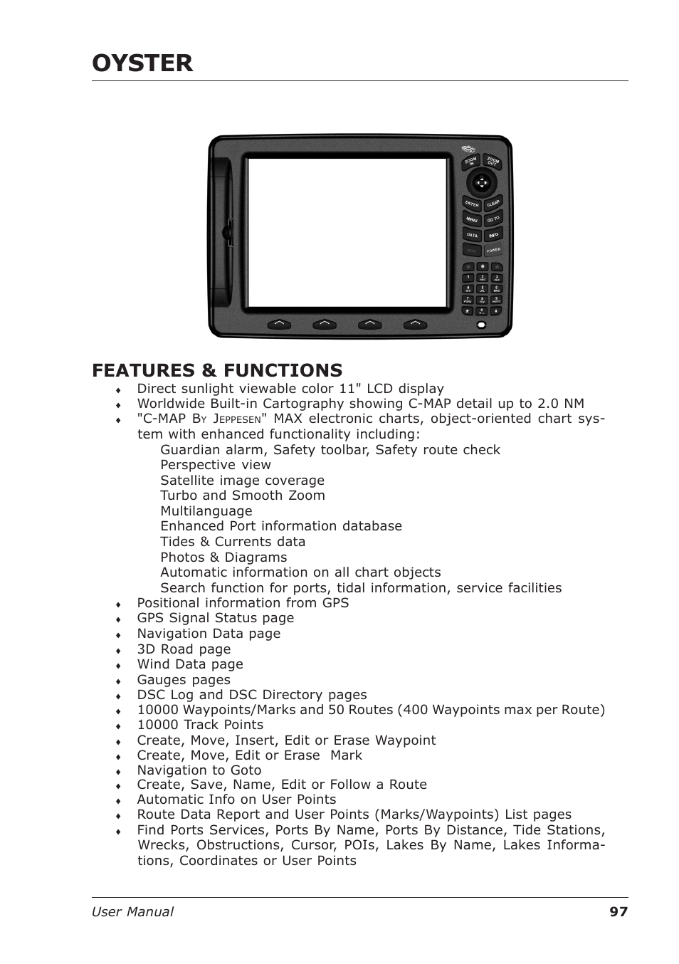 Oyster, Features & functions | Seiwa Starfish 2nd Edition User Manual | Page 95 / 118