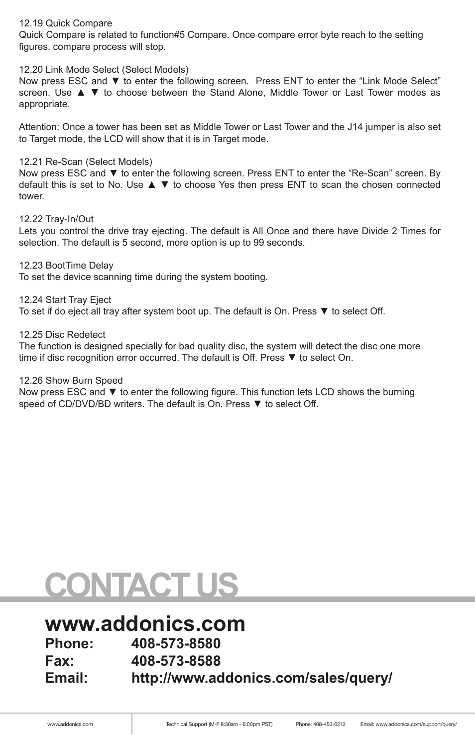 Contact us | Addonics Technologies DUPLICATOR DDU7SAS User Manual | Page 10 / 10