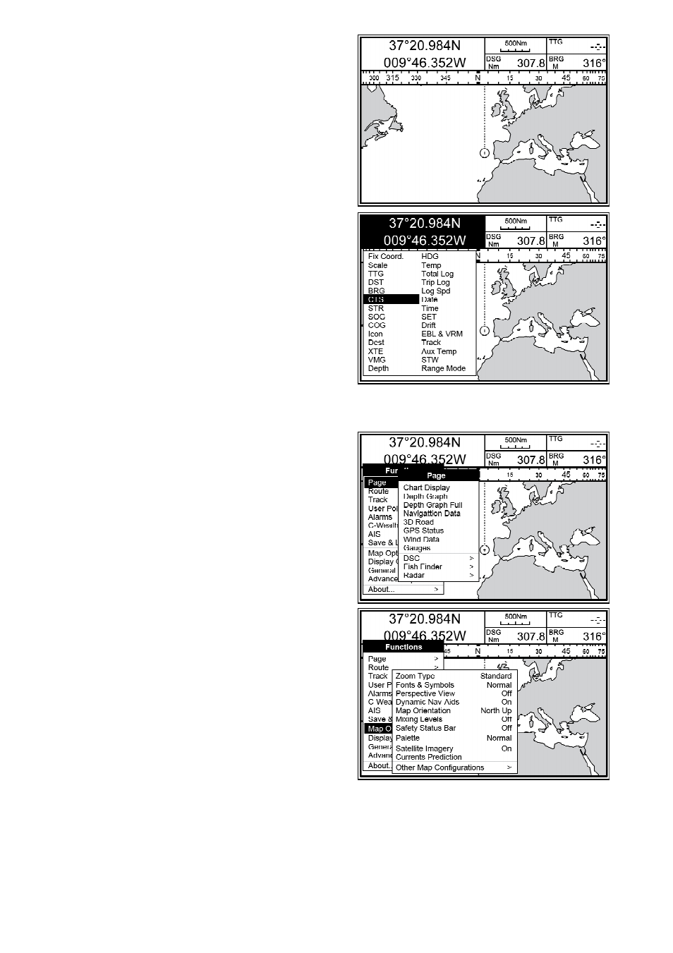 Data window configuration, Page window configuration, Chartplotter options | Seiwa Explorer 3(v.7.0) User Manual | Page 5 / 8