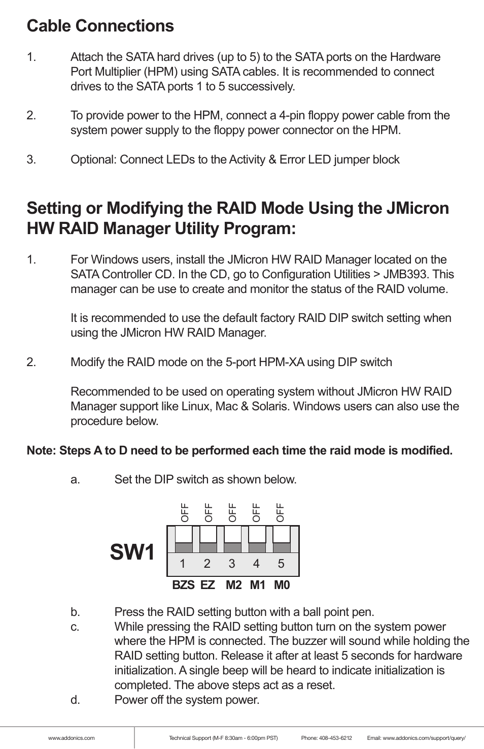 Cable connections | Addonics Technologies RAID RACK RR2035ASDES User Manual | Page 7 / 12