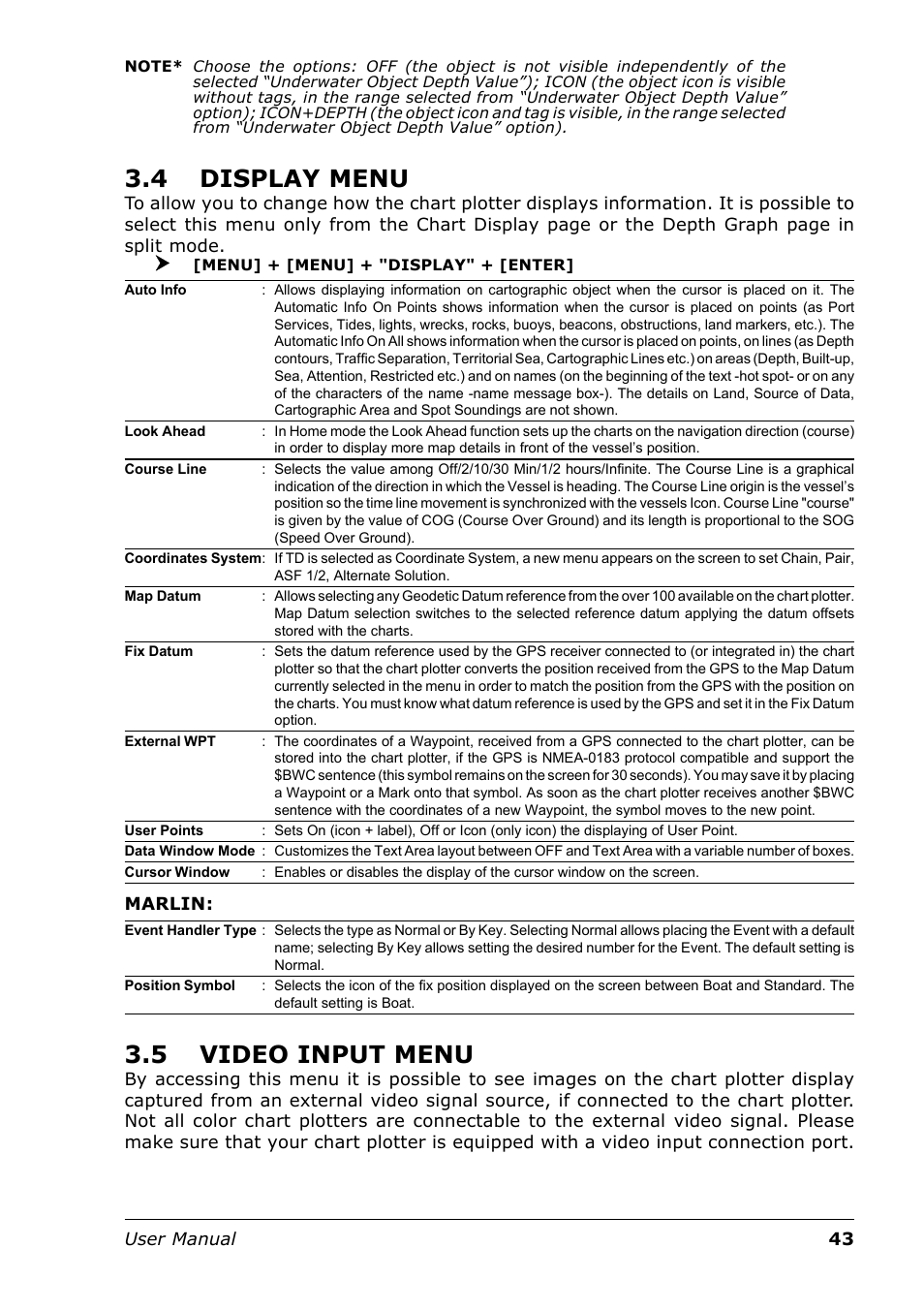 4 display menu, 5 video input menu | Seiwa Tigershark Plus User Manual | Page 41 / 109
