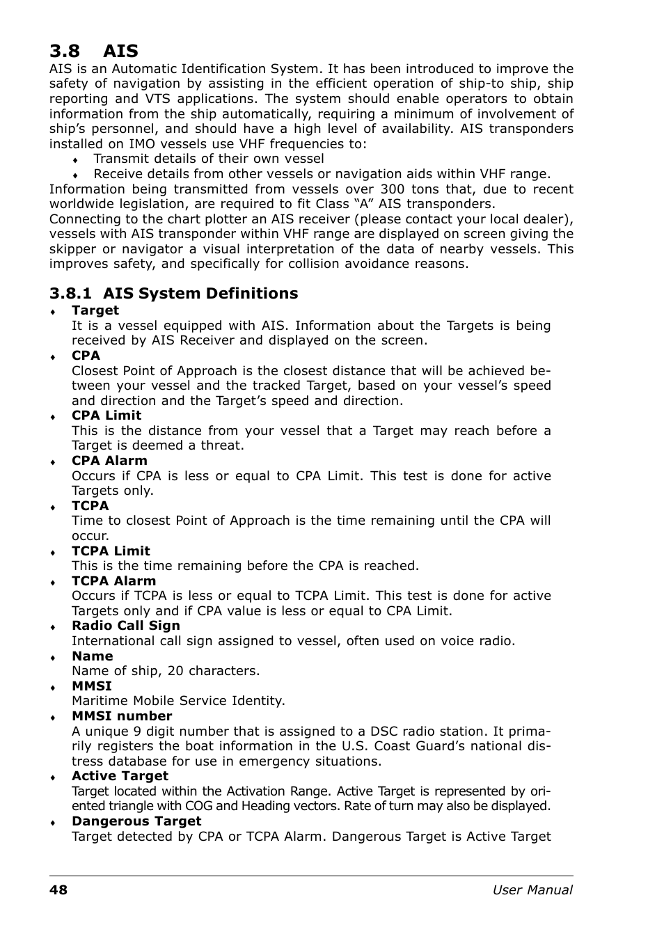8 ais, 1 ais system definitions | Seiwa Tigershark Plus User Manual | Page 46 / 109