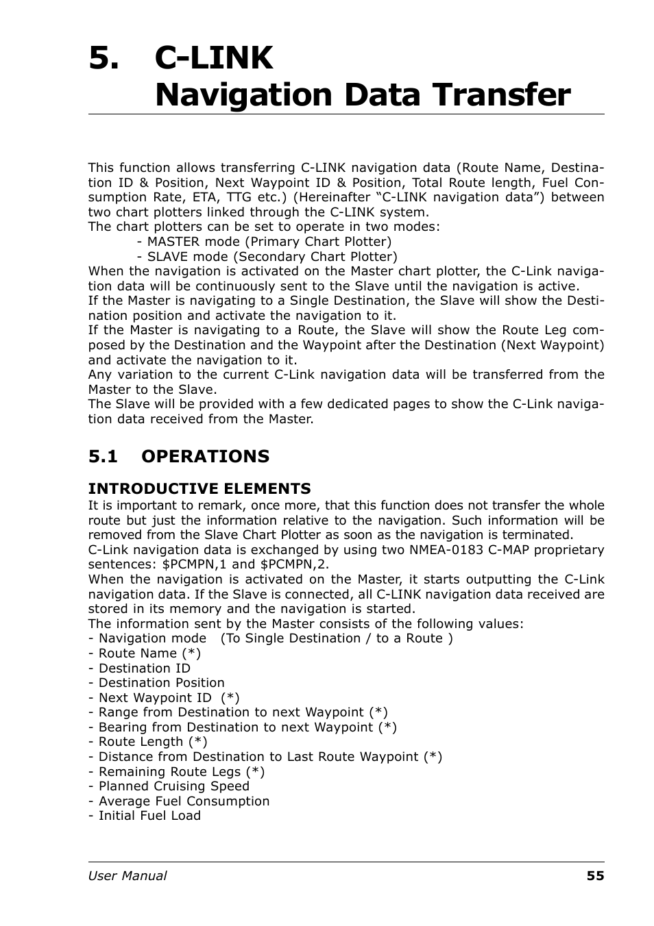 C-link navigation data transfer, 1 operations | Seiwa Tigershark Plus User Manual | Page 53 / 109