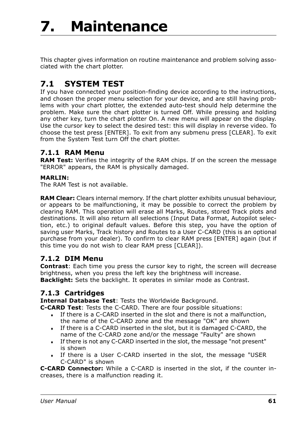 Maintenance, 1 system test | Seiwa Tigershark Plus User Manual | Page 59 / 109